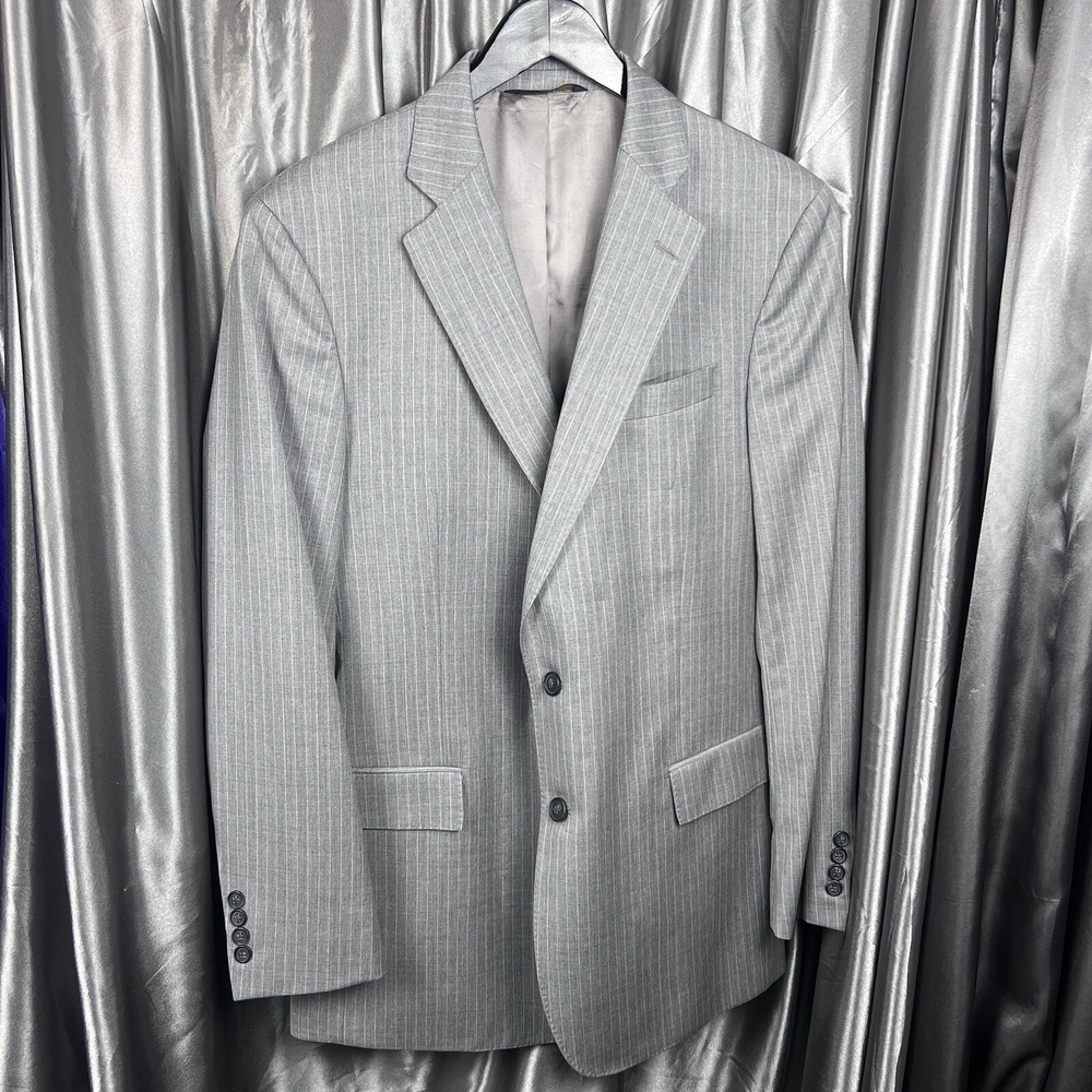 Brooks Brothers Regent Fit 41L Men's Coat Jacket Gray Stripe Tollegno 1900 Italy - Picture 8 of 16